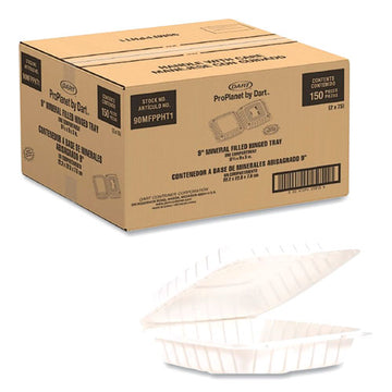 ProPlanet™ by Dart® Hinged Lid Containers, Single Compartment, 9 X 8.8 X 3, White, 150-carton freeshipping - TVN Wholesale